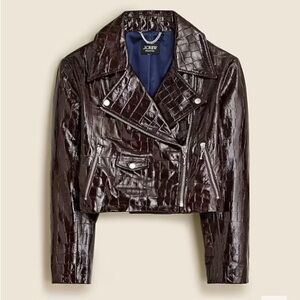 NWT JCrew Collection moto jacket in croc-embossed leather